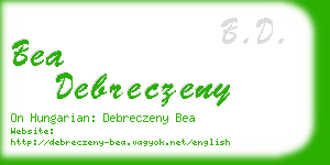 bea debreczeny business card